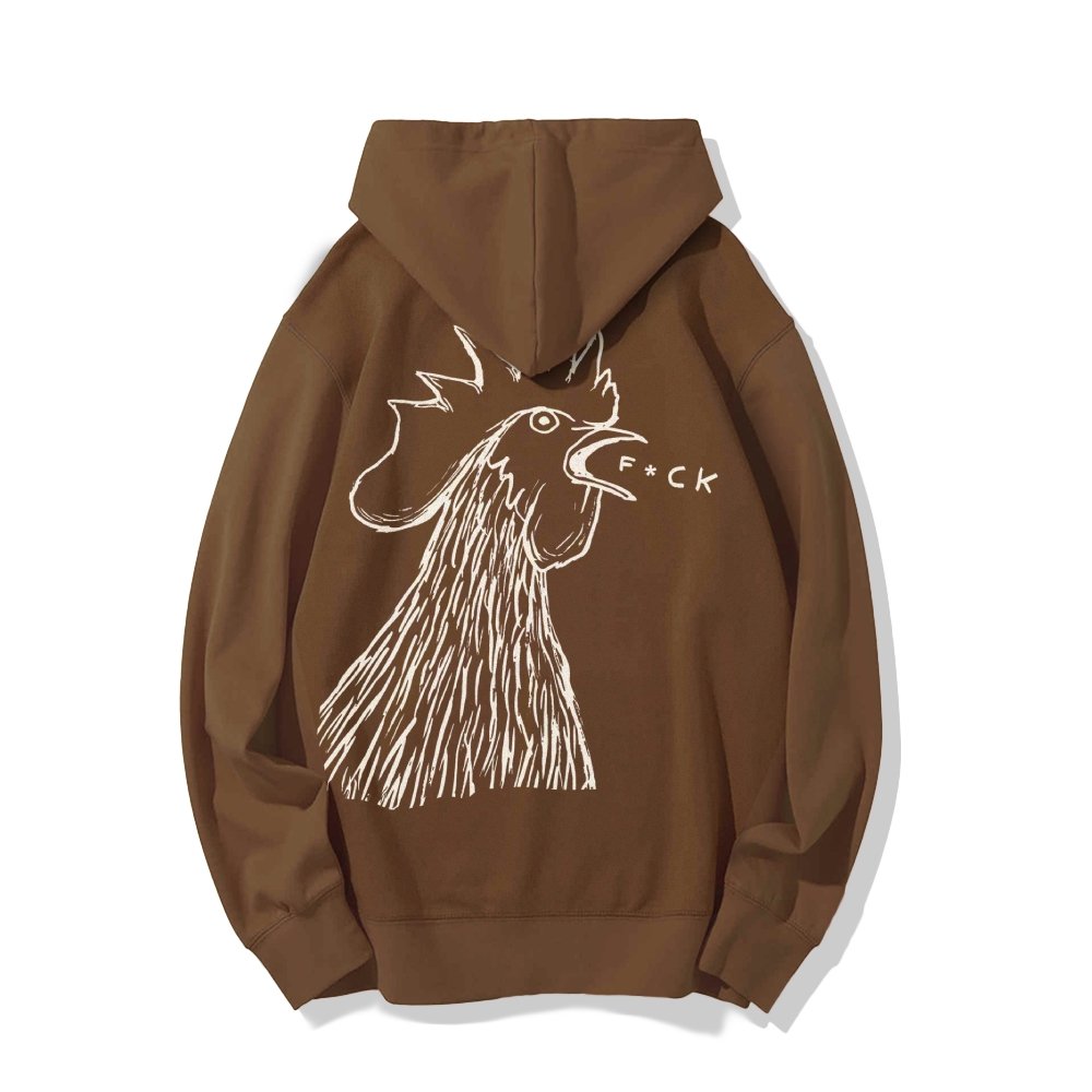 Funny Chicken  Printed Back Cotton Hoodie