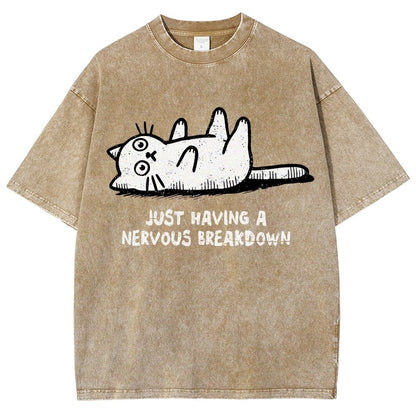 Nervous Breakdown Cat Vintage Distressed T-shirt