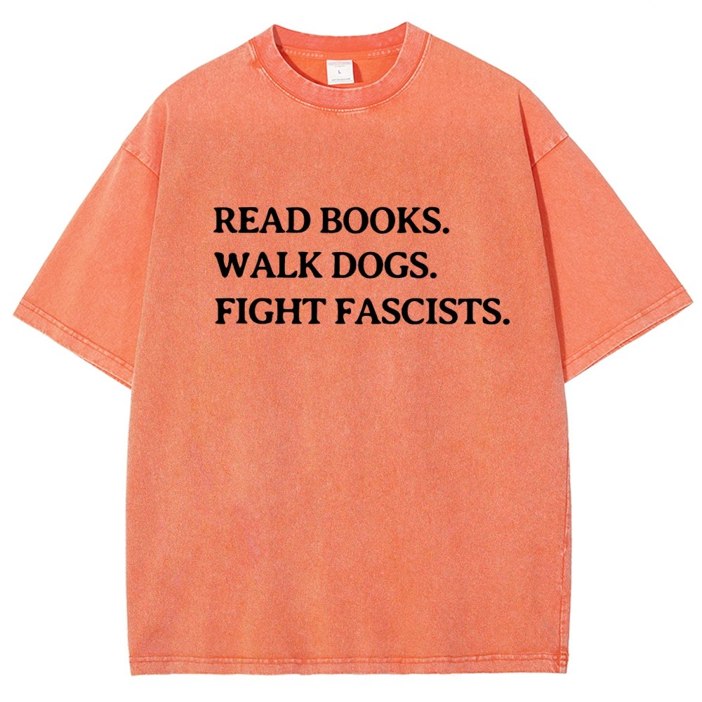 Read Books Walk Dogs And Fight Vintage Distressed T-shirt