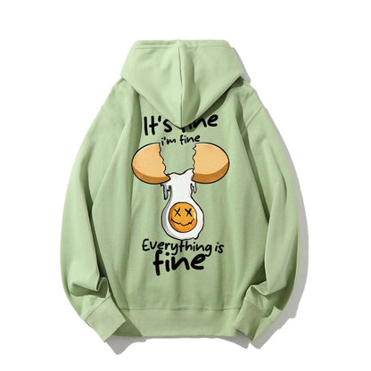 Everything is fine Printed Back Unisex Cotton Hoodie
