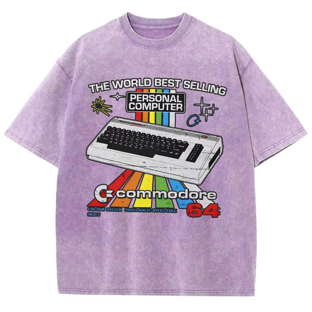 Retro Games Commodore 64 Personal Computer Vintage Distressed T-shirt