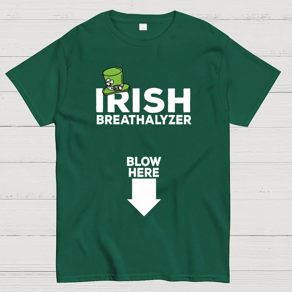 Irish Breathalyzer Blow here Funny St Patrick's Geek T-Shirt