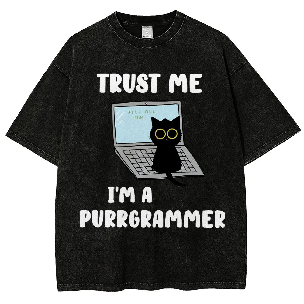 Trust Me Kill All Homi 00 I'm A Purrgrammer Vintage Distressed T-shirt