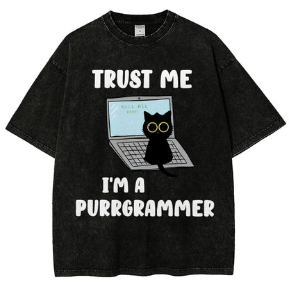 Trust Me Kill All Homi 00 I'm A Purrgrammer Vintage Distressed T-shirt