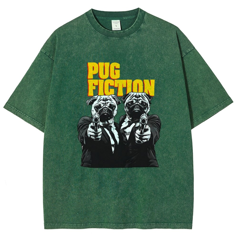 Pug Fiction Vintage Distressed T-shirt