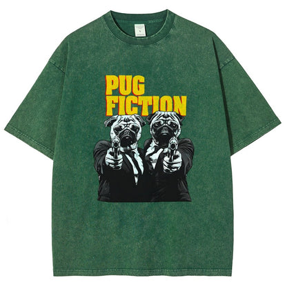 Pug Fiction Vintage Distressed T-shirt