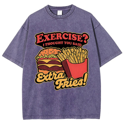 Burger Fries Exercise Vintage Distressed T-shirt