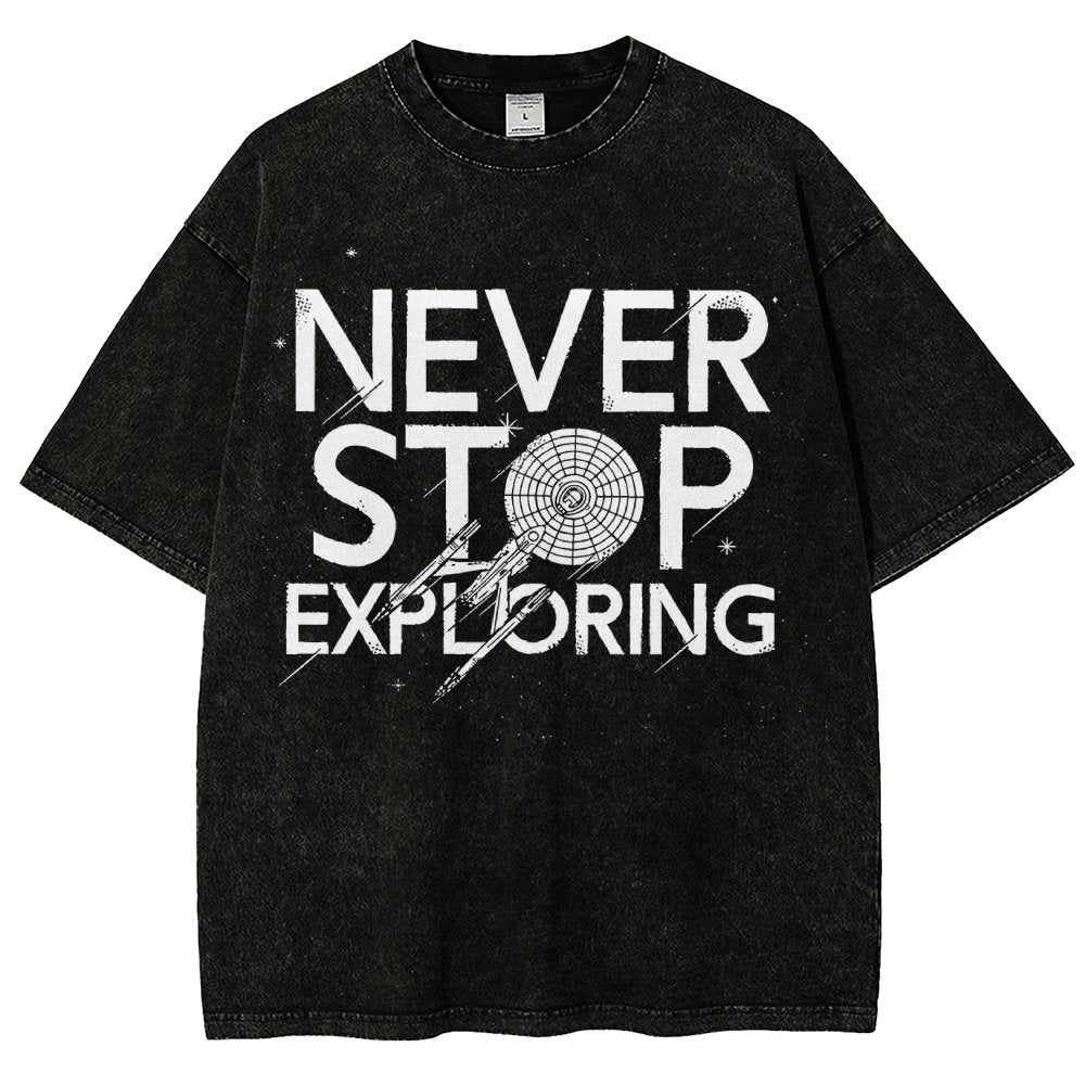 Never Stop Exploring Vintage Distressed T-shirt