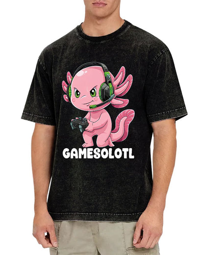 Gamer Axolotl Vintage Distressed T-shirt