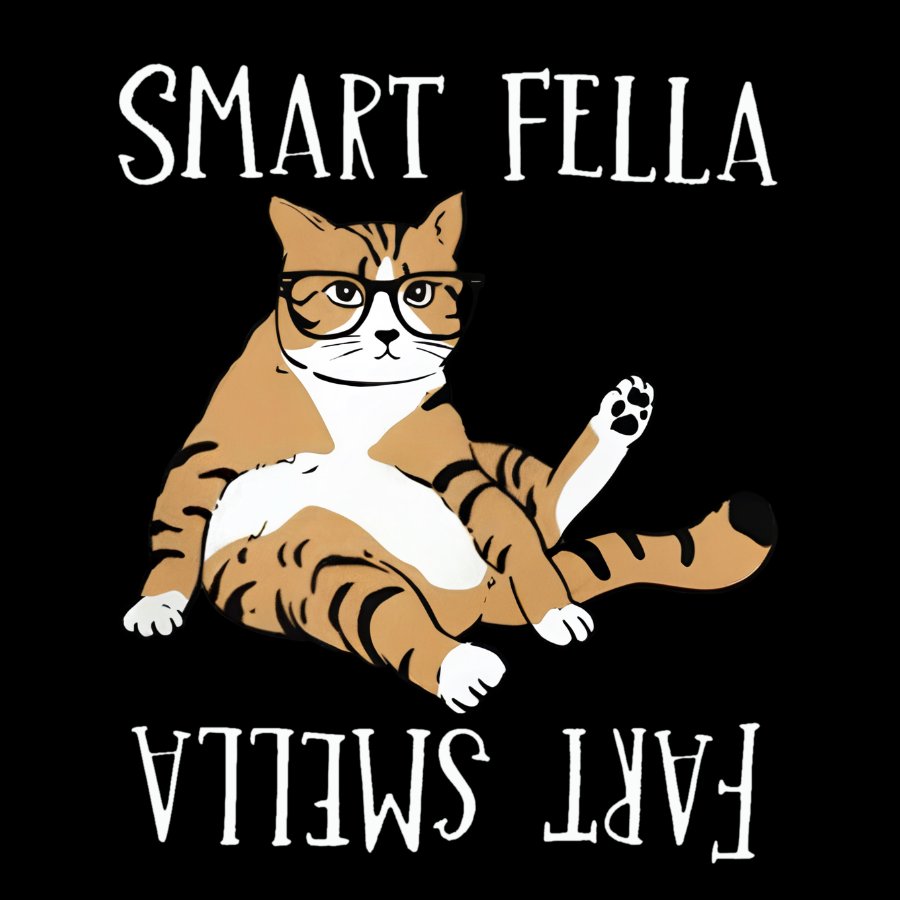 Smart Fella , Fart Smella, Funny Cat Geek T-Shirt