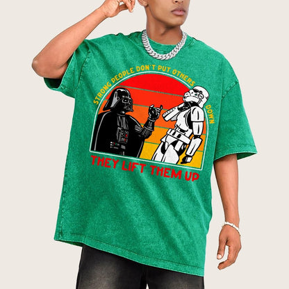 Strong People Graphic Vintage Distressed Washed T-shirt