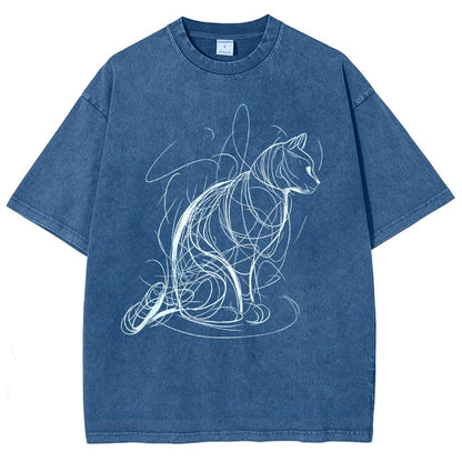 Cat Lines Vintage Distressed T-shirt