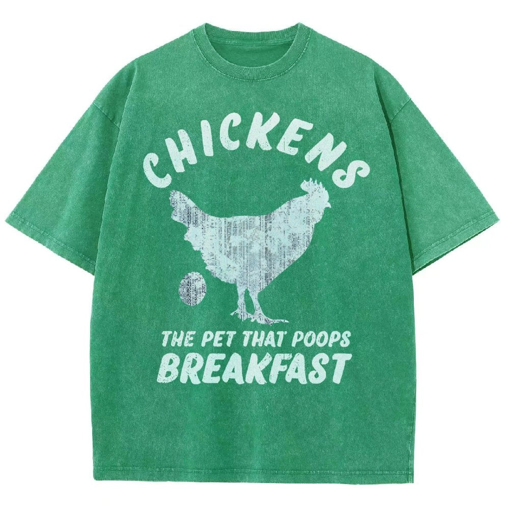 Chickens Poop Breakfast Vintage Distressed T-shirt
