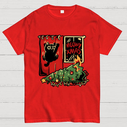 Meowy Xmas Cat Geek T-Shirt
