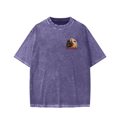 Standing By Front And Back Printing Washed T-shirt