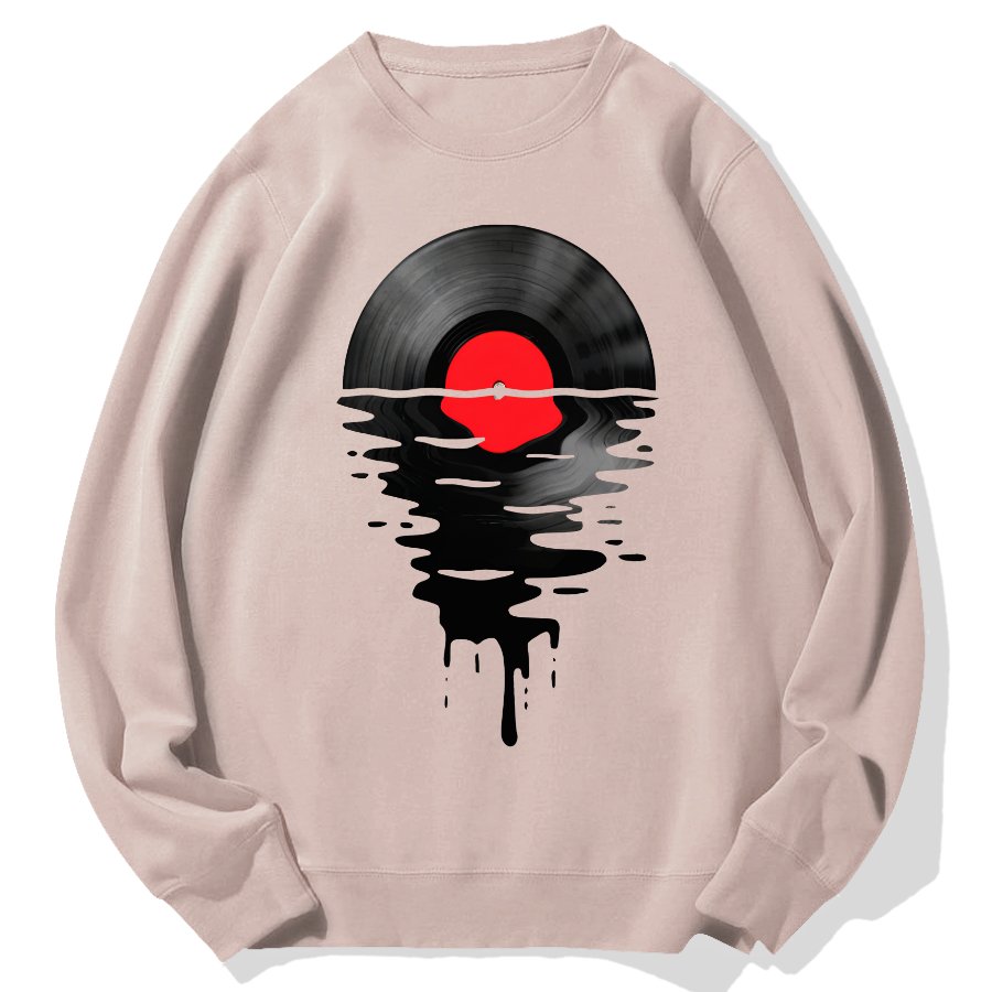 Vinyl LP Music Record Sunset Red Geek Cotton Sweatshirt