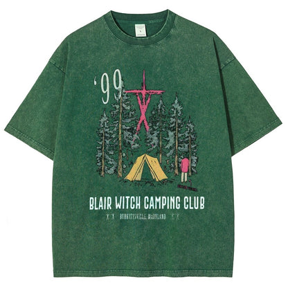 Witch Camping Vintage Distressed T-shirt