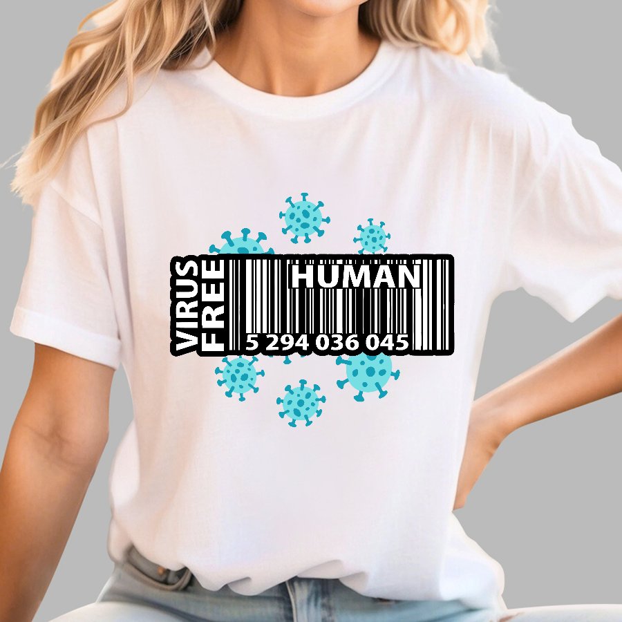 Human virus Bar Code，Funny virus Geek T-Shirt