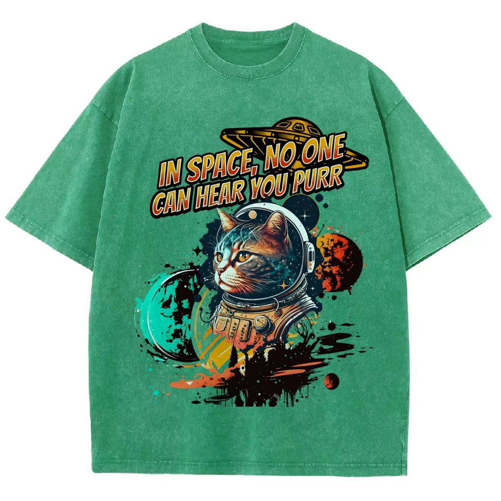 In Space No One Can Hear You Purr Vintage Distressed T-shirt