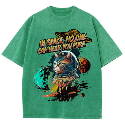 In Space No One Can Hear You Purr Vintage Distressed T-shirt