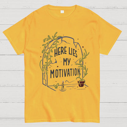 Here Lies My Motivation Funny Geeky T-Shirt