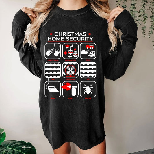 Christmas Home Security Washed Long Sleeve Tee