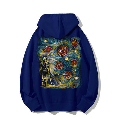 Starry Dice Printed Back Cotton Hoodie