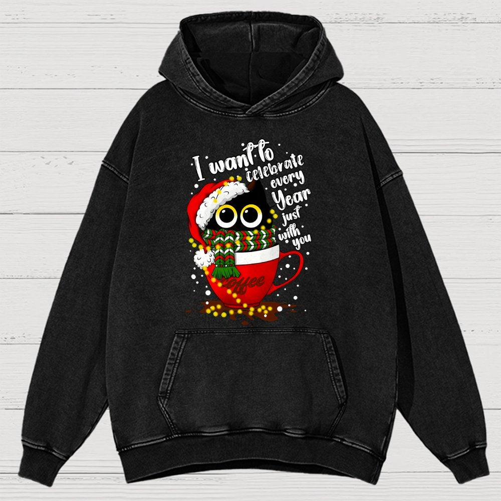 Christmas Cat Vintage Distressed Hoodie