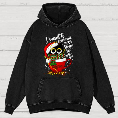 Christmas Cat Vintage Distressed Hoodie
