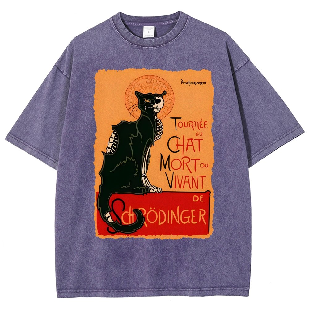 Le chat noir de Schrödinger Vintage Distressed T-shirt