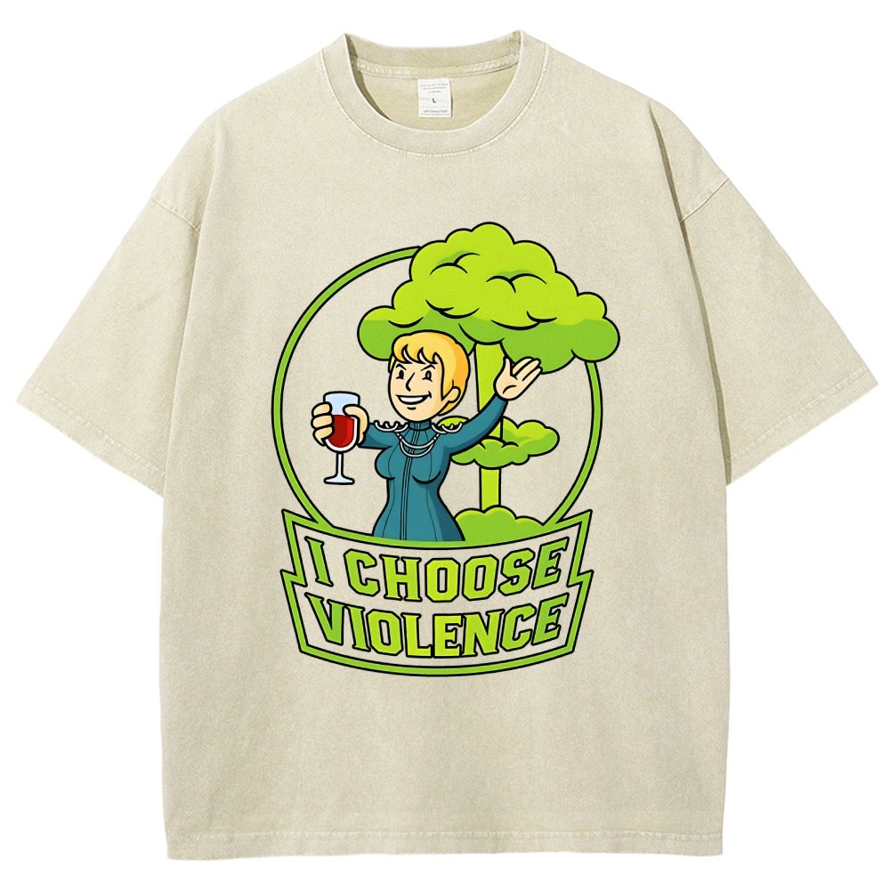 I Choose Violence & Green Atomic Vintage Distressed T-shirt