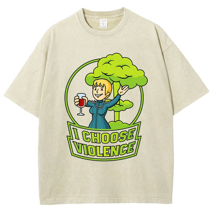 I Choose Violence & Green Atomic Vintage Distressed T-shirt
