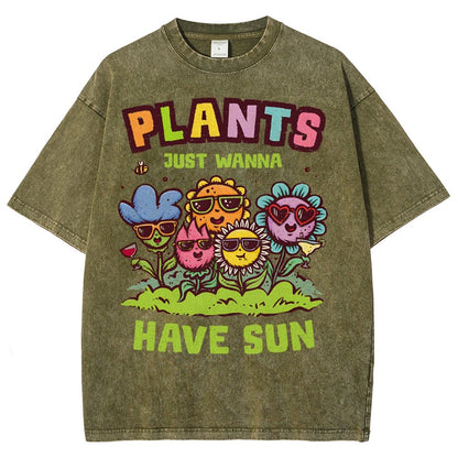 Plants Just Wanna Have Sun Vintage Distressed T-shirt
