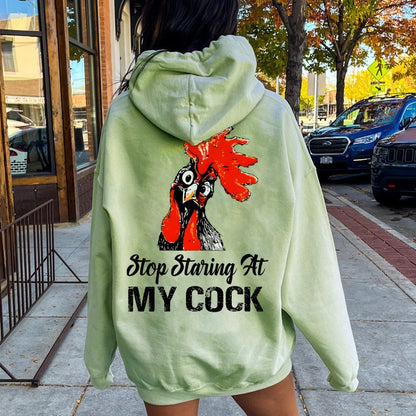 Stop Staring at My Cock Printed Back Unisex Cotton Hoodie