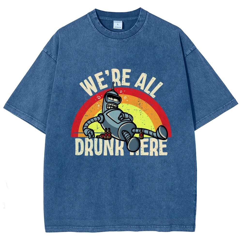 We're All Drunk Here Vintage Distressed T-shirt