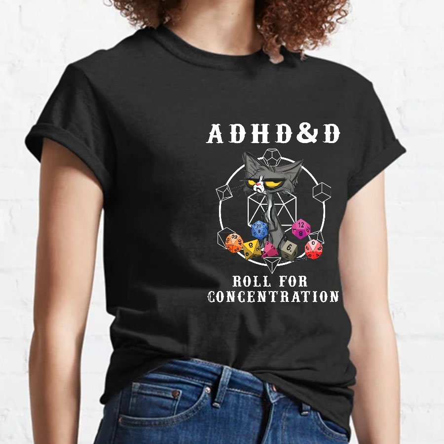 Adhd&Dnd Cat Geeky T-Shirt