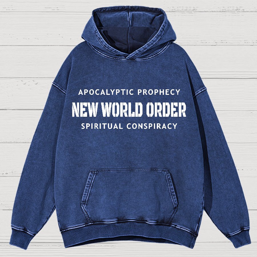 New World Order Spiritual Conspiracy Vintage Distressed Hoodie