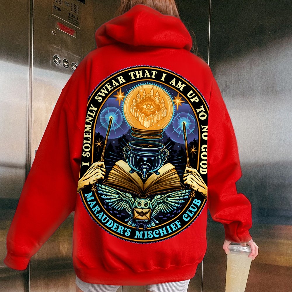Mischief Club Printed Back Cotton Hoodie