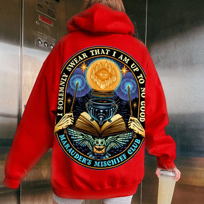 Mischief Club Printed Back Cotton Hoodie