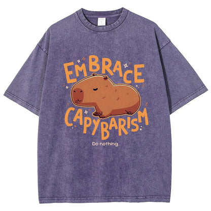 Capybarism Do Nothing Vintage Distressed T-shirt