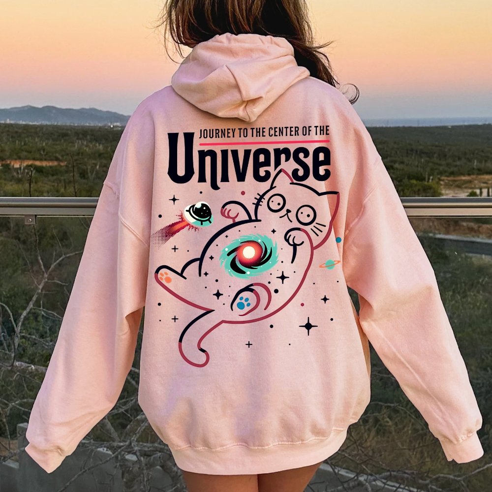 Journey to the Center of the Universe Geek Printed Back Cotton Hoodie