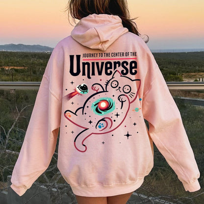 Journey to the Center of the Universe Geek Printed Back Cotton Hoodie