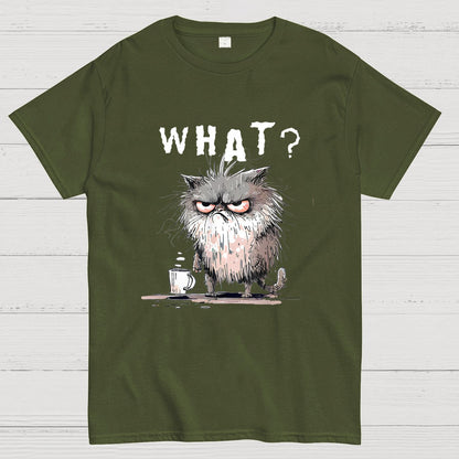 Bad Temper Feline With Coffee Grumpily Catty Funny T-Shirt