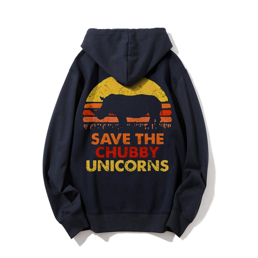 Save The Chubby Unicorns  Printed Back Unisex Cotton Hoodie