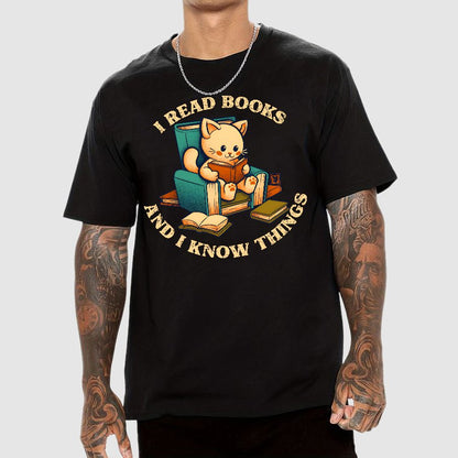 I Read Books and I Meow Things Geek T-Shirt