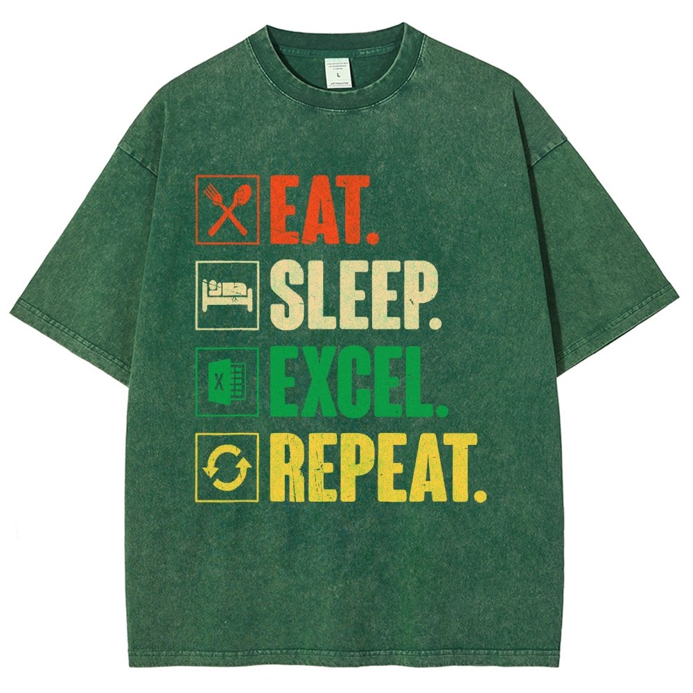 Eat Sleep Excel Repeat Funny Excel Vintage Distressed T-shirt
