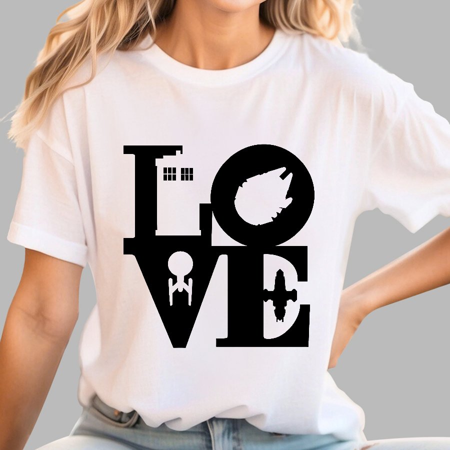 I Love SciFi Black Geek T-Shirt