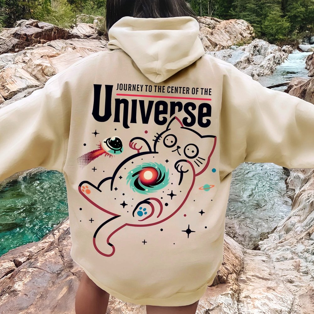 Journey to the Center of the Universe Geek Printed Back Cotton Hoodie
