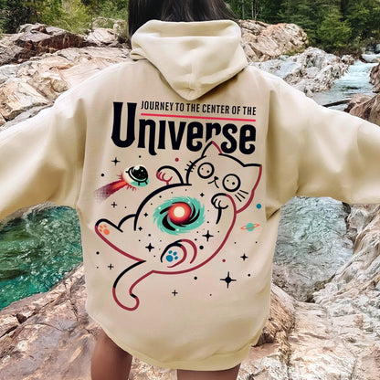Journey to the Center of the Universe Geek Printed Back Cotton Hoodie