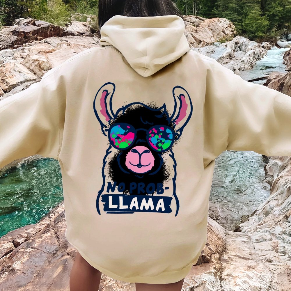 No probllama Printed Back Unisex Cotton Hoodie